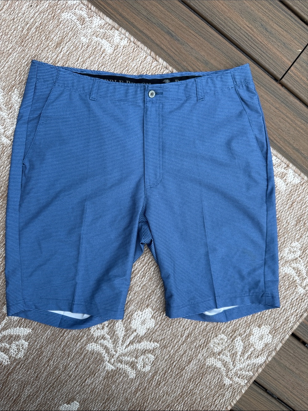 Pebble Beach Blue Micro-Stripe Flat Front Shorts